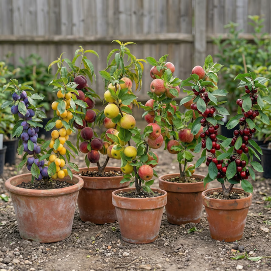 Conjunto de 5 Árvores de fruto Duo de Cerejeira, Macieira, Pereira, Ameixeira e Pessegueiro